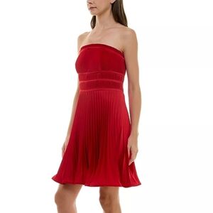 Taylor Women's Strapless Sunburst Pleated Dress Sz 12